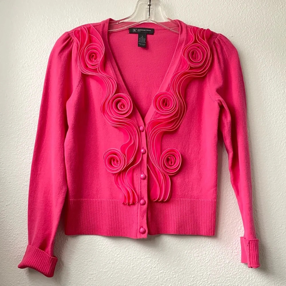 008. INC Pink Flower Sweater - Picture 3 of 9